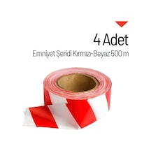 4 Adet Emniyet Şeridi Kırmızı-beyaz 500 Mt, İkaz Bandı, Güvenlik Şeridi-4117