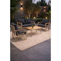 Lily Cappuccino 211 Masalı Antrasit Bahçe Takımı Balkon & Teras Oturma Seti 4 Parça
