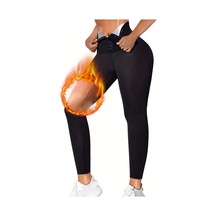 Sauna-tayt Model Sıkılaştırıcı Etkili Yüksek Bel Agraflı Termal Toparlayıcı Ve Sport Tayt SiYAH