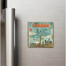 Kanada Canada - Posta Pulu Temalı Ülke - Baskılı Buzdolap Magneti Kare - 9x9 Cm