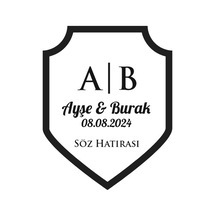 Köşeli Üst Kalkan Mühür Kına Nişan Düğün 3x3 Cm Özel Etiket / 50 Adet Sticker Beyaz