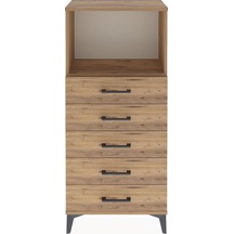 Arges Dolap Tek Raflı 5 Çekmeceli 60x30x134 Çam-çam Atlas Çam