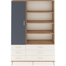 Arges Dolap 8 Raflı 6 Çekmeceli Tek Kapaklı 132x30x195 Çam-antrasit/aytaşı Antrasıt/aytası