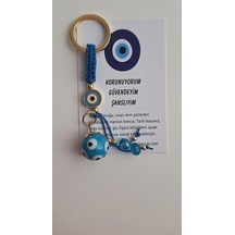 Lüks Hediyelik Nazar Boncuklu Anahtarlık - Mavi 10,5 Cm