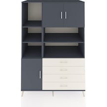 Kronos Dolap 8 Raflı 4 Çekmeceli 3 Kapaklı 132x59x195 Antrasit-antrasit/aytaşı Antrasıt/aytası