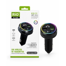 Rio Tech Araç Fm Vericisi Bluetooth 5.0 Type-c Qc3.0 Hızlı Şarj 48w Çift Usb