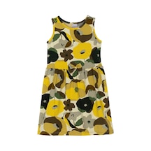 Lovetti Kız Çocuk Retro Flowers Desen Kolsuz Elbise 5757-111Y020 Yeşil