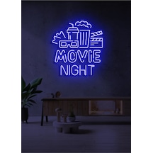 Movıe Nıght Yazılı Ve Şekilli Neon Tabela Mavi