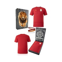 Galatasaray Lisanslı Sıfır Yaka Kırmızı A Takım Antrenman T-shirt + Bileklik Set Hediyelik Ahşap Kutulu Kırmızı - Beyaz