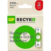 Gp Recyko Gp2100 2000 Mah Pro Siyah 4+2 Şarjlı Aa Kalem Pil