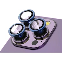 Forzacase İphone 12 Pro Max İle Uyumlu Kamera Camı Lens Koruyucu Halka Seti - Fc381 Mavi