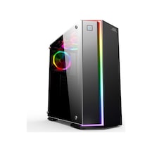 Powerboost VK-G3906S USB 3.0 Siyah Rainbow RGB Fan Strip MidT Gaming Kasa (PSU Yok)