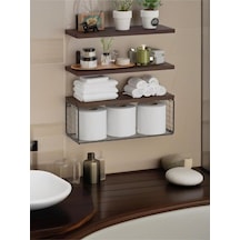 Dekoratif Doğal Ahşap 3'lü Takım 150 X 15 X 4 Cm Gizli Aparatlı Raf Ahşap