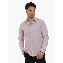 Dufy Bordo Erkek Slim Fit Pitikare Desenli Brent Yaka Uzun Kol Gömlek - 102991-bordo Bordo