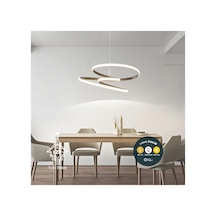 Modern Siyah Sarmal Helix Led Avize - Kumandalı & 3 Renk Işık 50cm