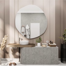 Asimetrik Ayna, Dekoratif Ayna, Duvar Aynası 70 X 70 Beyaz