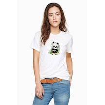 Panda Baskılı Beyaz Kadın Tshirt (534306005)