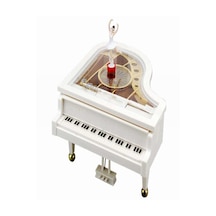 Mobgift Kuyruklu Piyano/grand Piano Kurmalı Müzik Kutusu Beyaz