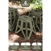 İronika Portatif Taşınabilir Katlanabilir Tank Tabure Kamp Piknik Balıkçı Plaj Taburesi Yeşil 4 Adet Yeşil