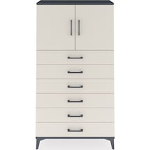 Arges Dolap 2 Raflı 6 Çekmeceli 2 Kapaklı 88x30x163 Antrasit-aytaşı Antrasit