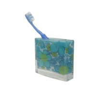 DİŞ FIRÇALIK MAVİ ÇİÇEKLİ AKRİLİK 10X10X3CM Diğer
