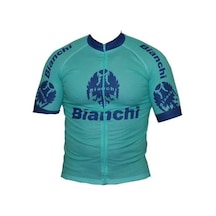 Bianchi BIANCHI BİSİKLET FORMASI KISA KOL DİK YAKA FERMUARLI CELESTE S BE Açık Yeşil