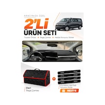 E-biz Volkswagen Transporter 2025-sonrası Uyumlu Torpido + Deri Çanta - Siyah-kırmızı - Vw035