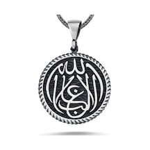 Gümüş La Galiba İllallah Yazılı Gümüş Kolye Çok Renkli