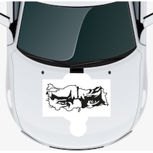 Atatürk Siluetli Türkiye Haritası Oto Kaput Sticker 40 X 20 Cm