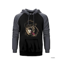 Aslan Kovboy Gri Renk Reglan Kol Sweatshirt / Hoodie