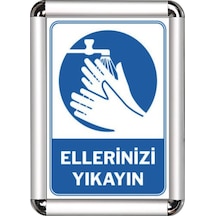 Ellerinizi Yıkayın A3 Cerceveli Uyarı Ve Yönlendirme Levhası