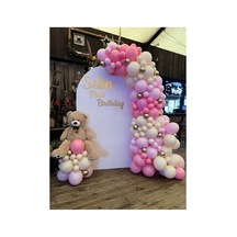 Krom Gold Şeker Pembe Makaron Pembe ve Sütlü Kahve Balon Zinciri 100 Adet Mix