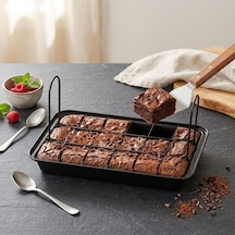 18 Bölmeli Kare Kesim Brownie Ve Kek Kalıbı - Yanmaz, Yapışmaz Ve Çizilmez Karbon Çelik Fırın Tepsisi .