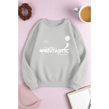 Uyguntarz Unisex Fantastic Baskılı Oversize Sweatshirt Gri