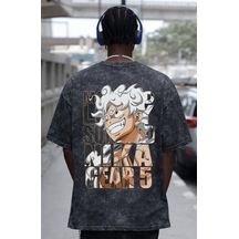 One Piece Monkey D. Luffy Gear 5 Anime Sırt Baskılı Unisex Oversi Siyah
