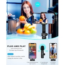 İphone İle Uyumlu Kablosuz Yaka Mikrofon, Telefon Video Kaydı İçin Yaka Klipsli Mikrofon Tiktok Youtube Canlı Yayın Vlog Uygulama/bluetooth Gerekmez