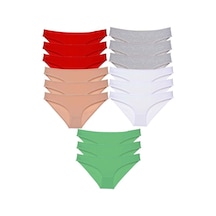 Hubrendy Tedarik 15 Adet Süper Eko Set Likralı Kadın Slip Külot 521 Çok Renkli