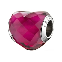 Nur Silver Murano Kırmızı Kalp Gümüş Charm Nur-bl10053