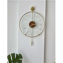 MetaQuartz Aksesuar (Orta Boy-38*58 cm)Massive Ceviz Göbek Cm Gold , Modern Saat Gold