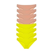 8 Adet Süper Eko Set Likralı Kadın Slip Külot Sarı Ten Altın - Lacivert