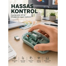 Şeffaf Tasarımlı Bluetooth Kablosuz Mouse Pilli Kullanım Yeni Nesil Uczzzm223mouseyeşil-8