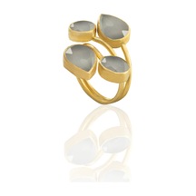 Kadir Jewellery 22 Ayar Altın Kaplama Zirkon Taşlı Kadın Vintage Yüzük Gri 02939427