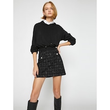 Koton Pırıltılı Crop Kapüşonlu Sweatshirt Siyah 3wak10055ek 3WAK10055EK999 Siyah