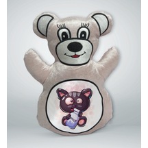 Bk Gift Sevimli Kedi Tasarımlı Krem Ayıcık Yastık-2