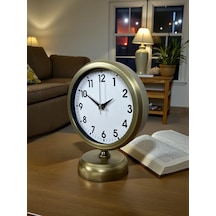 Vinatge Dekoratif 25 X 20 Cm Metal Masa Saati Kırmızı - Kahverengi