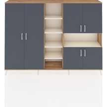 Arges Dolap 13 Raflı 6 Kapaklı 220x30x163 Çam-antrasit/aytaşı Antrasıt/aytası - Atlas Çam