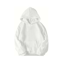 Brz Collection Oversize Unisex Basic Hoodie-beyaz Beyaz