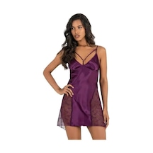 Moon Wear Mor Kısa Saten Gecelik 8233 Mor