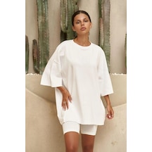 Startmore Kadın Oversize 3 İplik Penye Beyaz