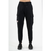 Maraton Sportswear Comfort Kadın Dönüşlü Paça Basic Siyah Eşofman Altı 22974-siyah Siyah